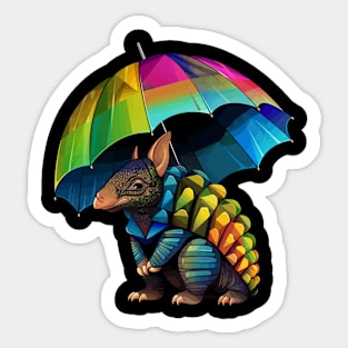 Armadillo Rainy Day With Umbrella Sticker